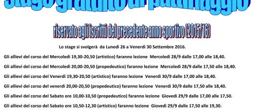 STAGE GRATUITO PATTINAGGIO