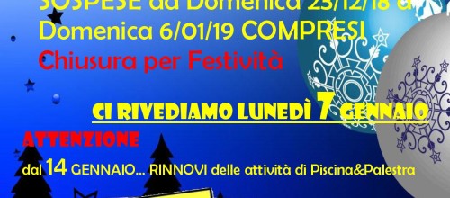 Piscina/palestre attività dicembre
