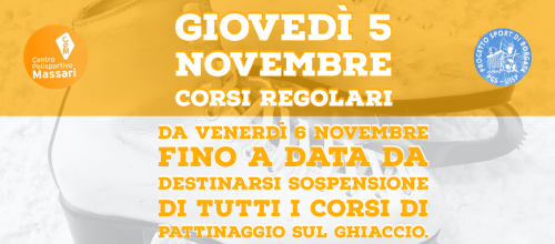 Aggiornamento corsi pattinaggio su ghiaccio – 4 Novembre.